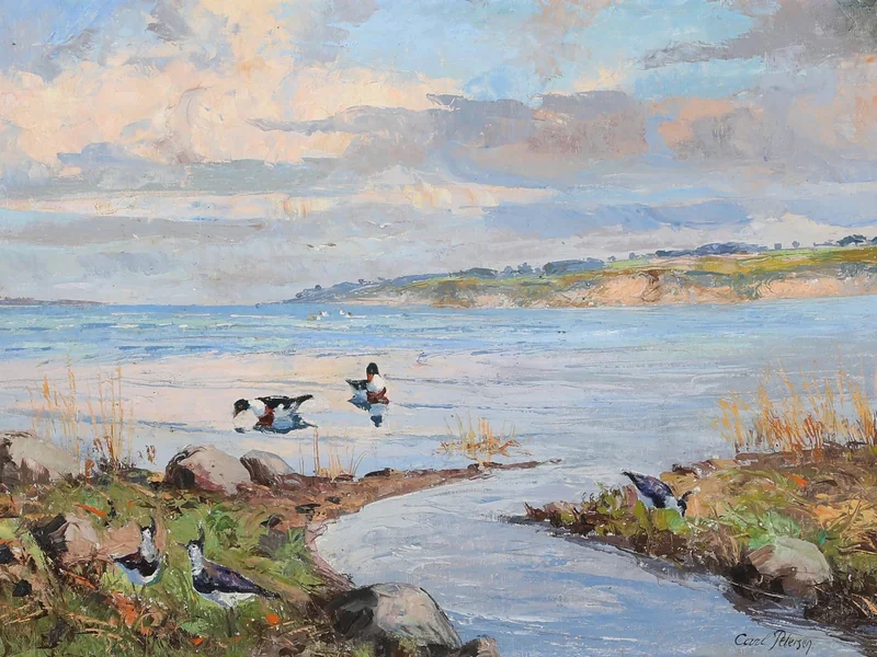 1866-Carl Petersen - Paesaggio di fiordo con uccelli